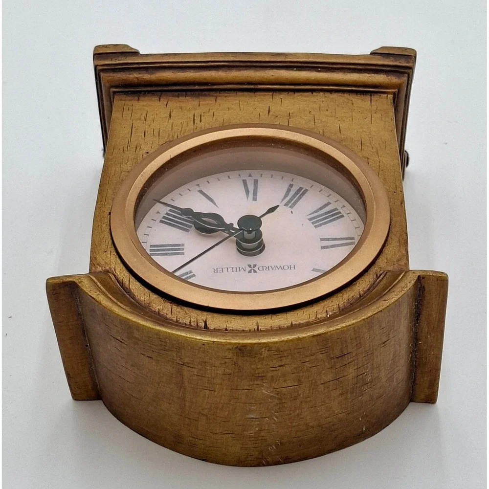 Howard Miller Mantel Clock Roman Numeral Wood Grain Finish Desk Clock C06450